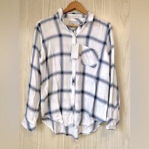 Rails White & Navy Plaid Button Down Shirt Size S NWT
